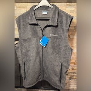 Men’s Size Xl Columbia Steel Gray Sweater Vest Zip Up Two Pockets 28 X 27 Nwt